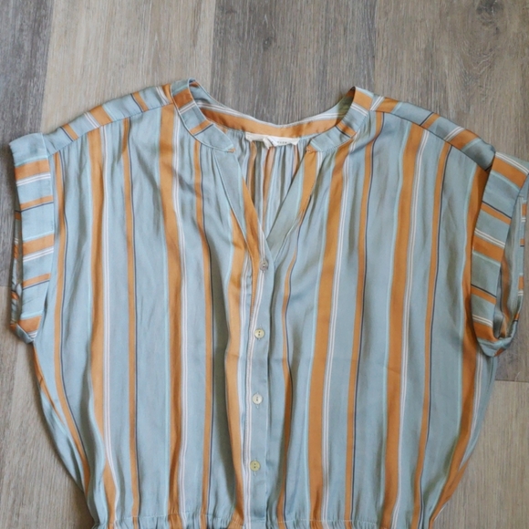 AQUA STRIPED SATIN ROMPER - Picture 3 of 16